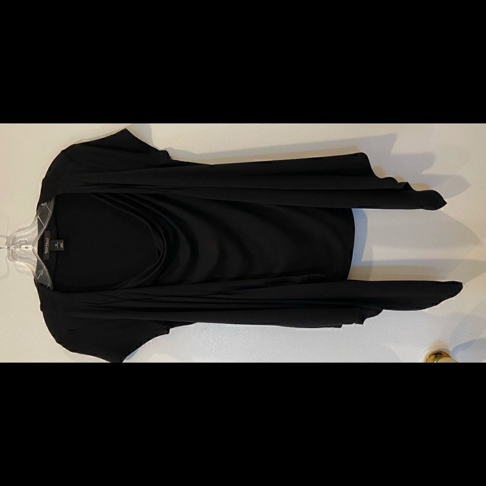 White House Black Market Size Med Black Tank W Faux Sweater Short Sleeved Shirt